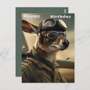 Aussie Kangaroo King Of The Airways, Birthday  Postcard