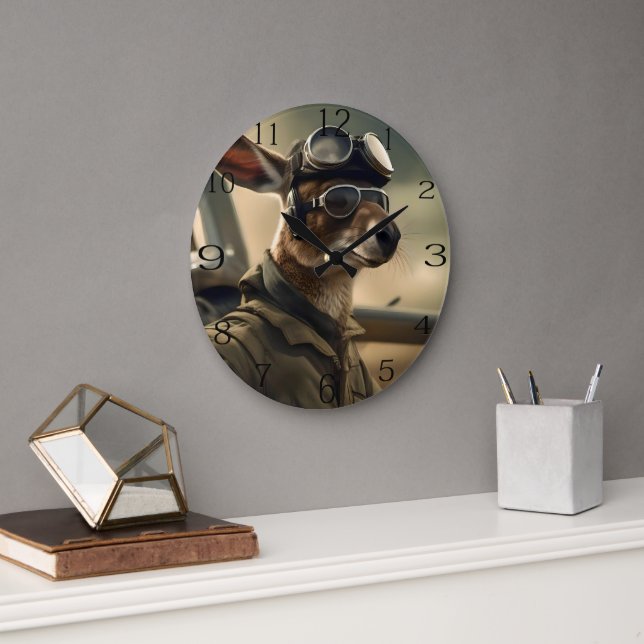 Aussie Kangaroo King Of The Airways, Large Clock (Office)