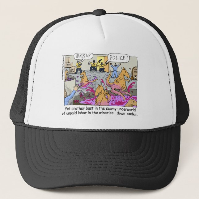 Aussie Kangaroo Wineries Funny Gifts & Tees Trucker Hat (Front)