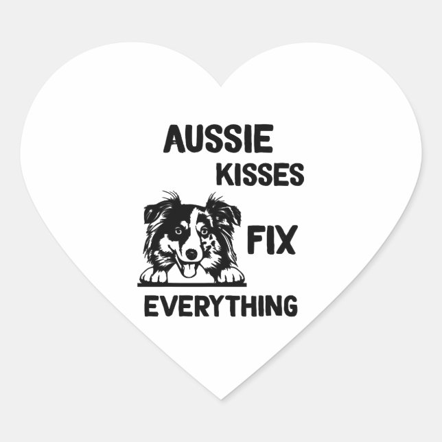 Aussie kisses fix everything dad Australian Heart Sticker (Front)