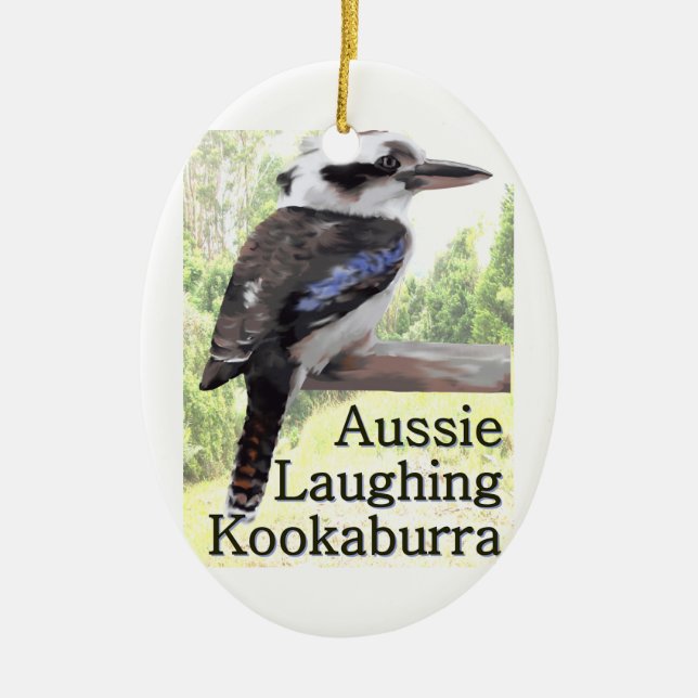 Aussie Laughing Kookaburra Ceramic Ornament (Front)