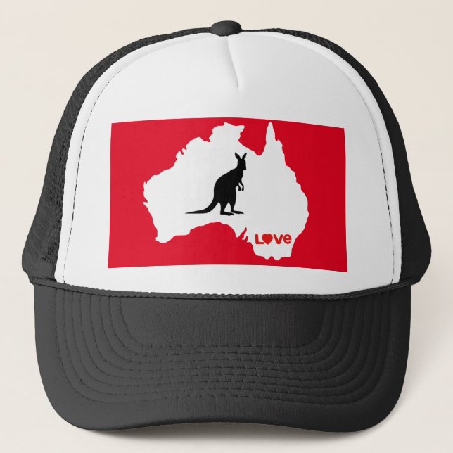 Aussie Love Kangaroo White Trucker Hat (Front)