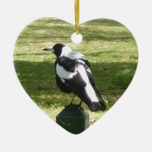 Aussie Magpie Ceramic Tree Decoration
