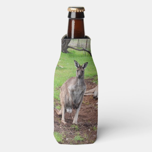 Aussie Male Kangaroo, Bottle Cooler (Bottle Front)