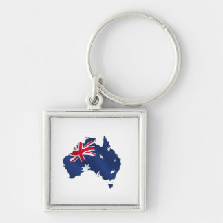 Aussie map flag key ring
