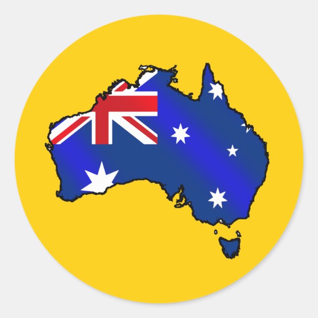 Aussie Map of Australia Oz flag gifts Classic Round Sticker (Front)