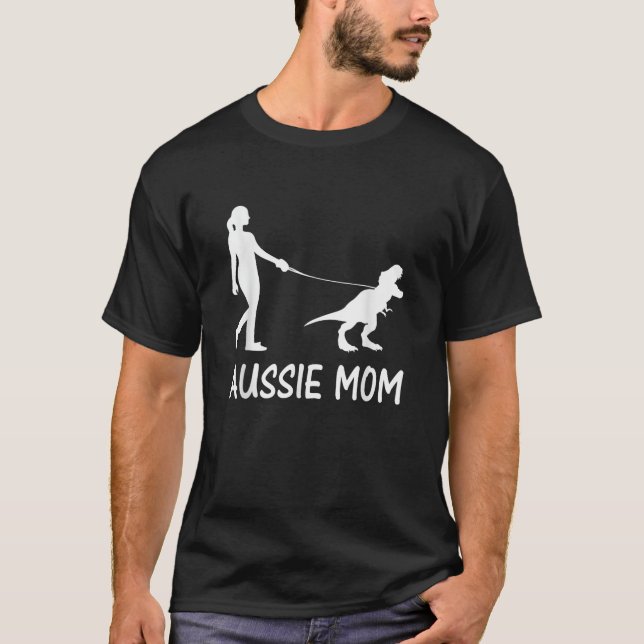 Aussie Mom Australian Shepherd Dog Dinosaur Women  T-Shirt (Front)