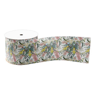 Aussie Native Bush Blooms Grosgrain Ribbon