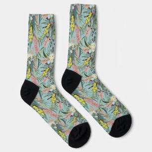 Aussie Native Bush Blooms Summer Blue Socks