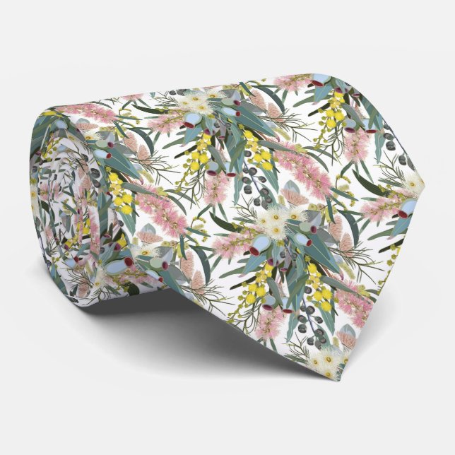 Aussie Native Bush Blooms Tie (Rolled)