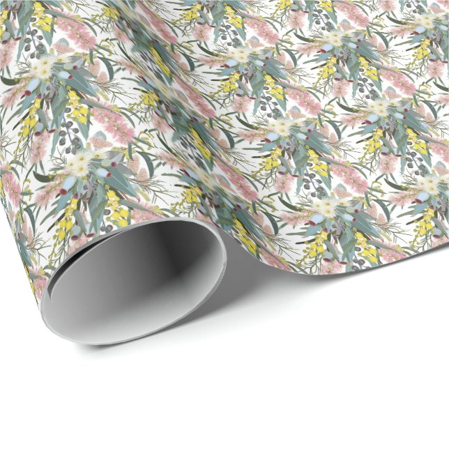 Aussie Native Bush Blooms Wrapping Paper (Roll Corner)