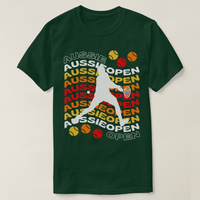 Aussie Open Wavy Text Tennis 3 T-Shirt (Design Front)