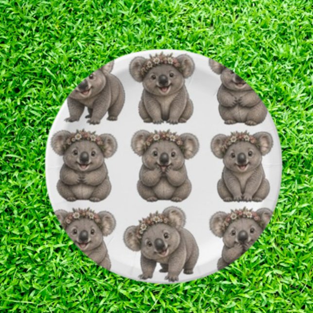 Aussie outback   Australian koalas Paper Plate ( the spirit of the outback—fun, cheeky, and irresistibly cute—straight to your celebrations)