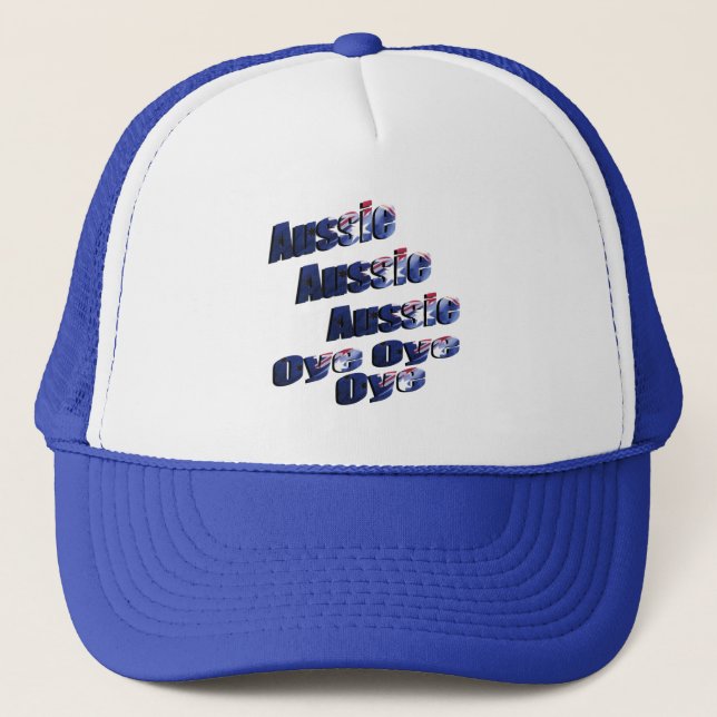 Aussie Oye Picture Logo, Blue Trucker Hat (Front)