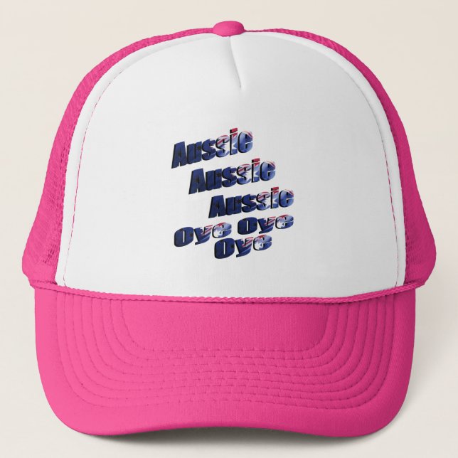 Aussie Oye Picture Logo, Pink Trucker Hat (Front)