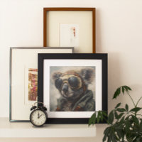 Aussie Pilot Koala Aviator Retro Watercolor Art