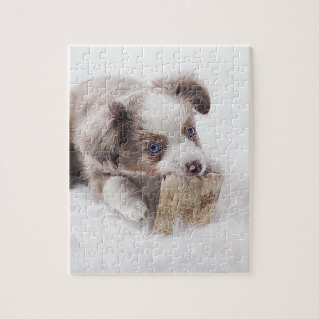 aussie red merle pup jigsaw puzzle (Vertical)