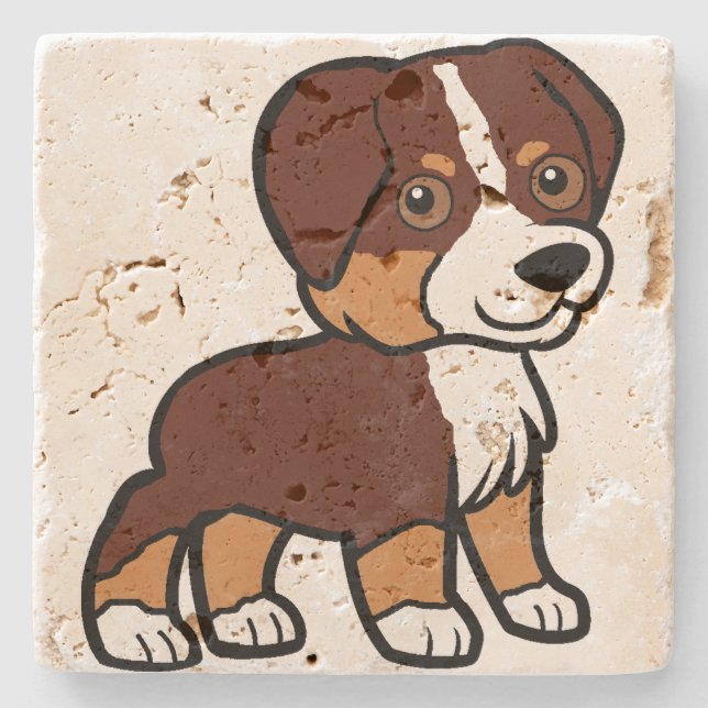 aussie red tri cartoon stone coaster (Front)