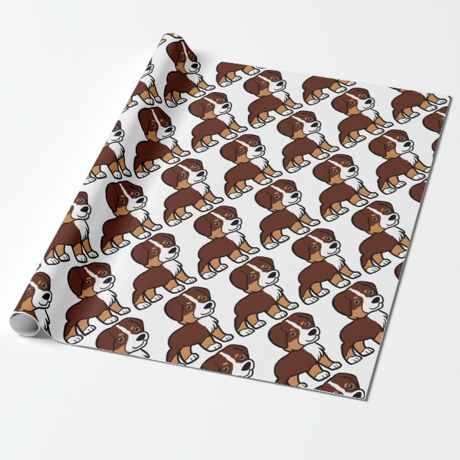 aussie red tri cartoon wrapping paper (Unrolled)