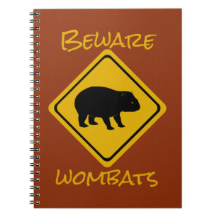 Aussie road sign wombat notebook