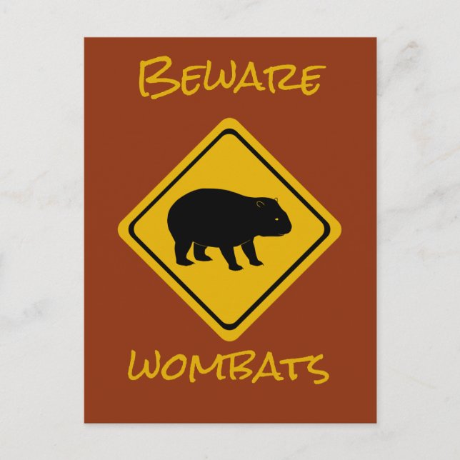 Aussie road sign wombat postcard (Front)