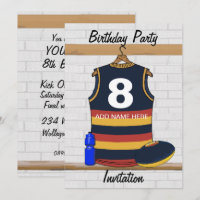 Aussie Rules Jersey Birthday party invitations