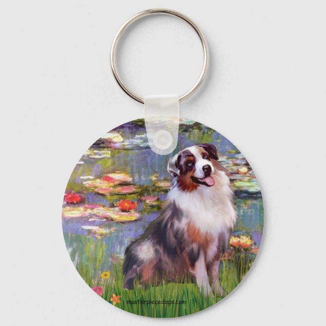 Aussie Shep 1 - Lilies #2 Key Ring (Front)