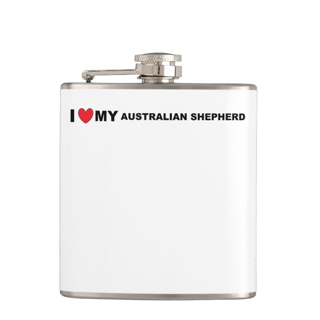 aussie shep love hip flask (Front)