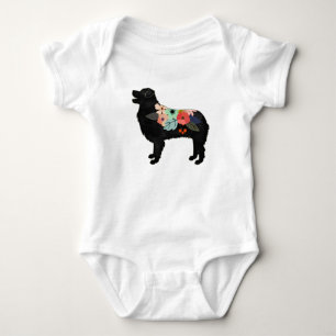 Aussie Shepherd Dog Breed Bohemian Floral Saddle Baby Bodysuit