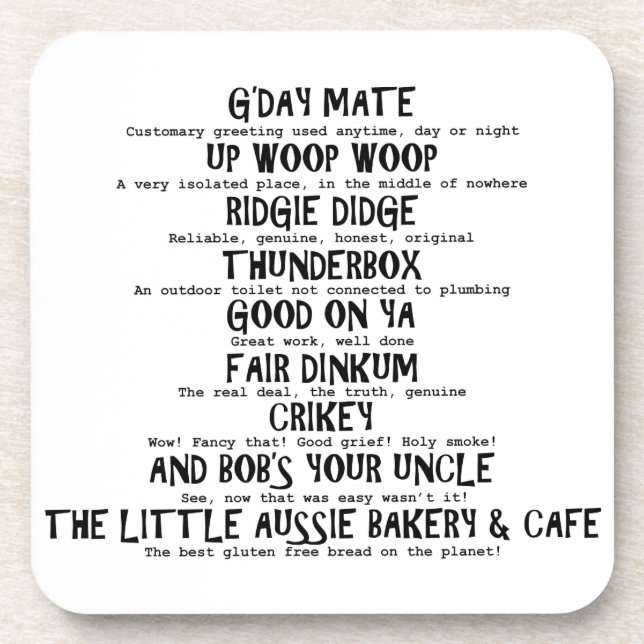 Aussie Slang Coaster (Front)