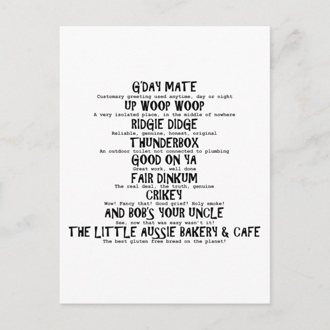Aussie Slang Postcard (Front)