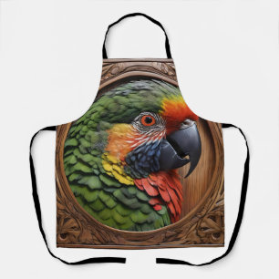 Aussie Spirit: A Lorikeet Perched In Carved Wood Apron
