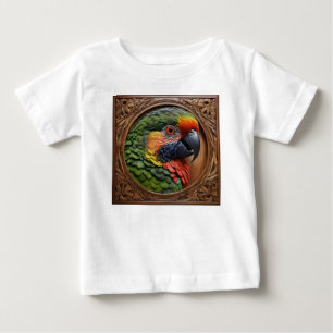 Aussie Spirit: A Lorikeet Perched In Carved Wood Baby T-Shirt