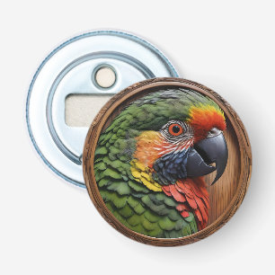 Aussie Spirit: A Lorikeet Perched In Carved Wood Bottle Opener