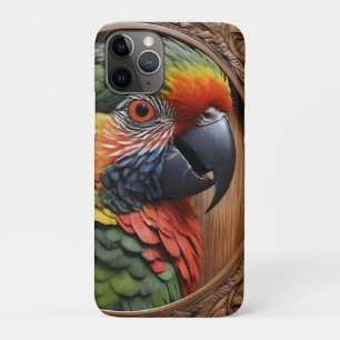 Aussie Spirit: A Lorikeet Perched In Carved Wood iPhone 11 Pro Case