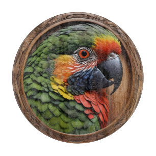 Aussie Spirit: A Lorikeet Perched In Carved Wood Cutting Board