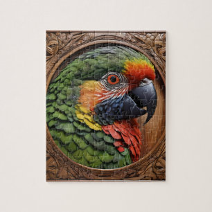 Aussie Spirit: A Lorikeet Perched In Carved Wood Jigsaw Puzzle