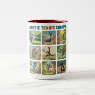 Aussie Tennis Champs Funny Australian Animals Mug