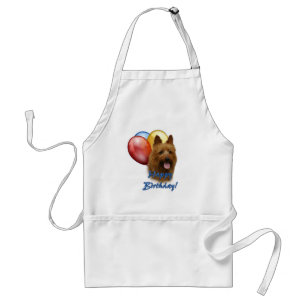 Aussie Terrier Happy Birthday Balloons Standard Apron