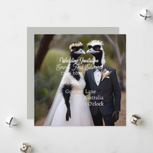 Aussie Wedding Australian Emus, Wedding Holiday Card