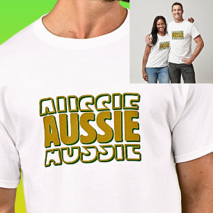 AUSSIE  Word Typography on Light T-Shirt