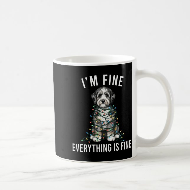 Aussiedoodle Christmas I'm Fine Everything Is Fine Coffee Mug (Right)
