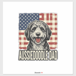 Aussiedoodle Dad Patriotic Vintage Dog Shirt Desig