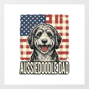 Aussiedoodle Dad Patriotic Vintage Dog Shirt Desig