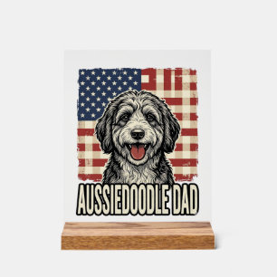 Aussiedoodle Dad Patriotic Vintage Dog Shirt Desig Acrylic Sign