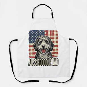 Aussiedoodle Dad Patriotic Vintage Dog Shirt Desig Apron