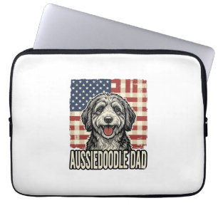 Aussiedoodle Dad Patriotic Vintage Dog Shirt Desig Laptop Sleeve