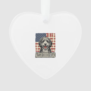Aussiedoodle Dad Patriotic Vintage Dog Shirt Desig Ornament