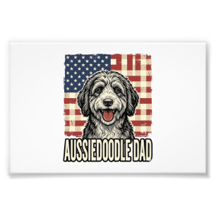 Aussiedoodle Dad Patriotic Vintage Dog Shirt Desig Photo Print