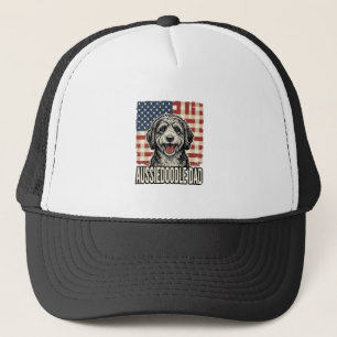 Aussiedoodle Dad Patriotic Vintage Dog Shirt Desig Trucker Hat
